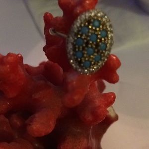 Vintage 925 turquoise and topaz ring